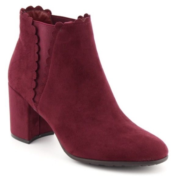 Nature Breeze Shoes - 2 Left! Nature Breeze Wine Faux Suede Heel bootie